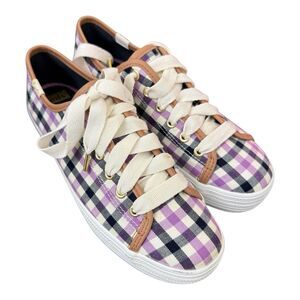 Keds for Kate Spade New York Triple Up Purple Check Sneaker Sz 5.5 EUC
